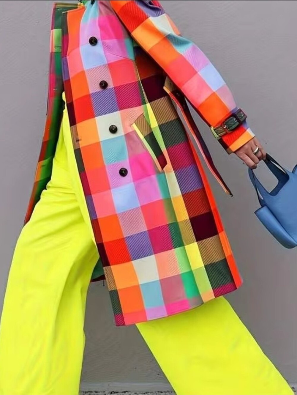 Vibrant Multicolor Check Trench Coat - Women